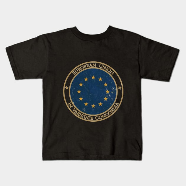 Vintage European Union Europe EU Flag Kids T-Shirt by DragonXX